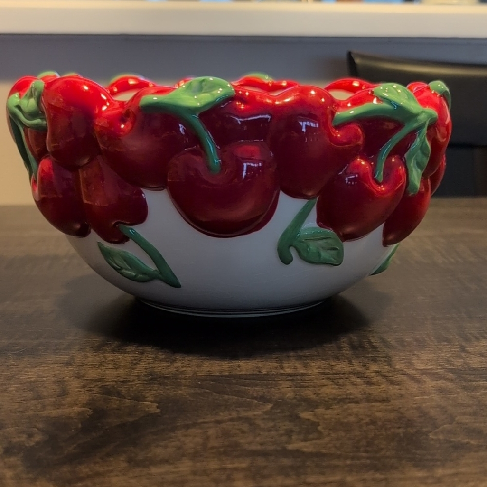 Sonoma Cherries Jubilee Bowl with Red and Green Accents